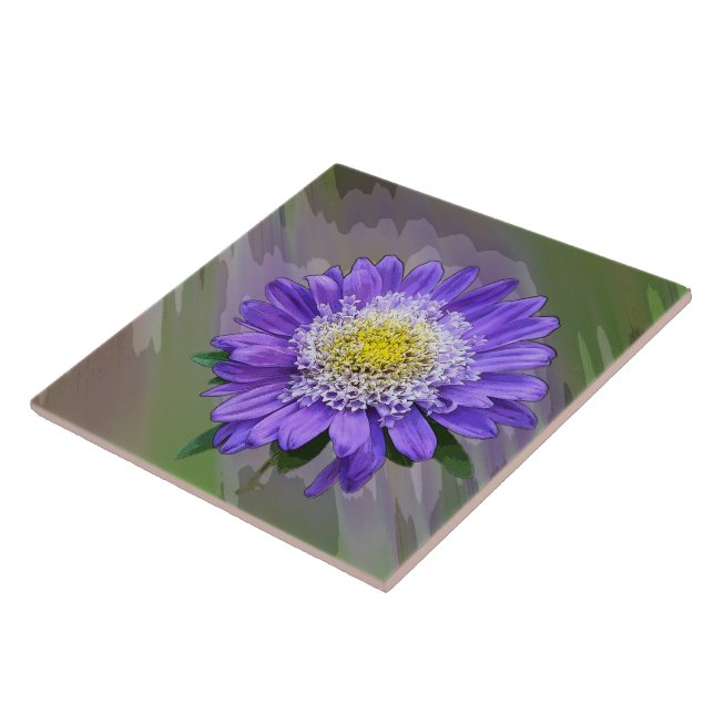 blue violet flower ceramic tile (Side)