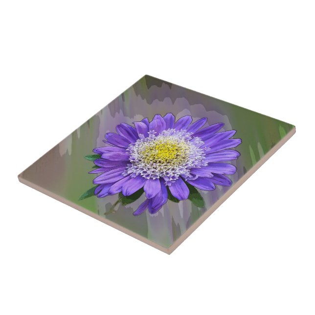 blue violet flower ceramic tile (Side)