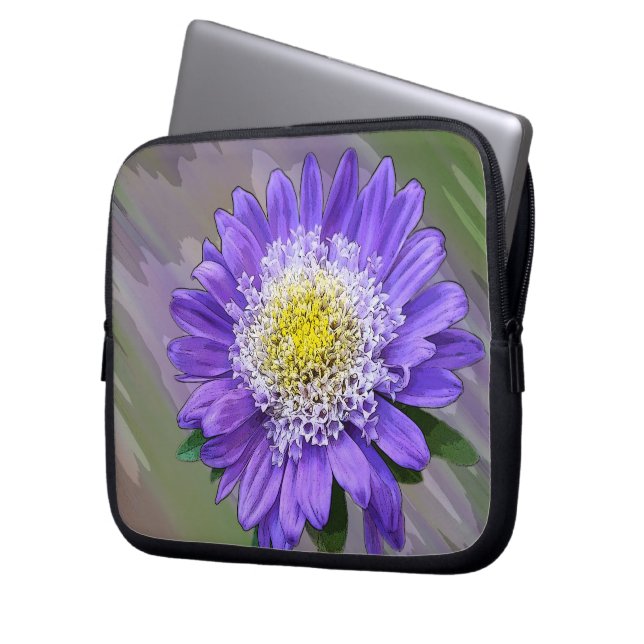 blue violet flower laptop sleeve (Front Left)