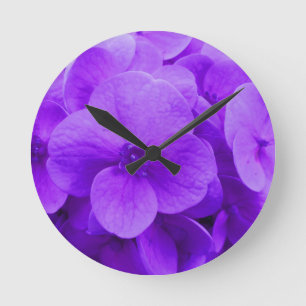 Blue Violet Hydrangea Round Clock
