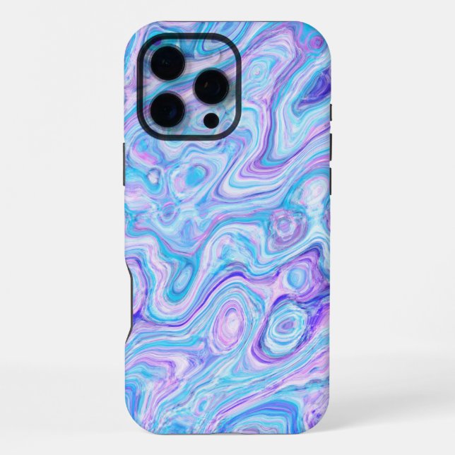 Blue Violet Lavender Colourful Abstract Marble Tex iPhone Case (Back)