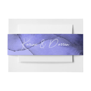 Blue violet lavender wedding     invitation belly band