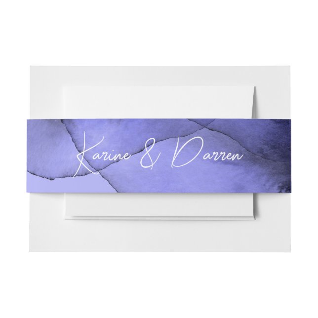 Blue violet lavender wedding     invitation belly band (Front Example)