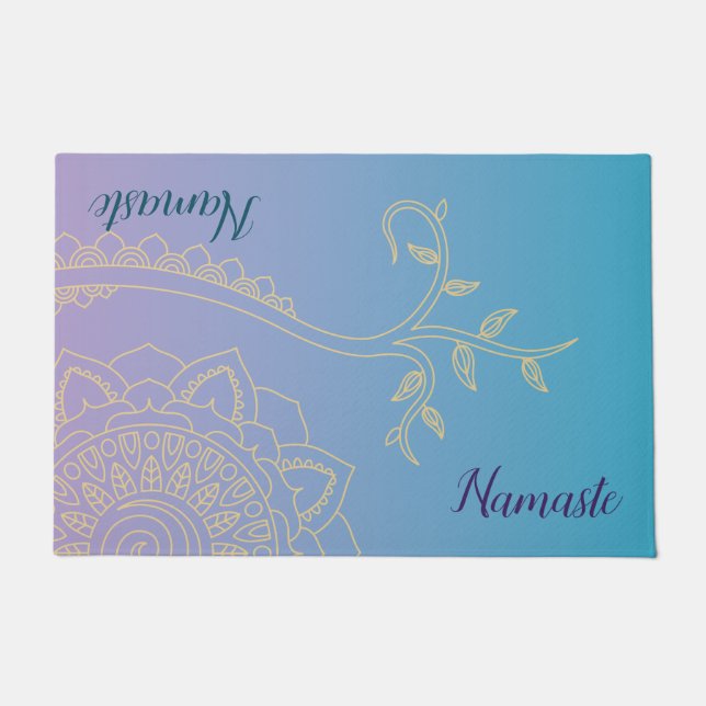 Blue-Violet Namaste Doormat (Front)