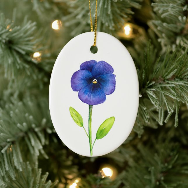 Blue Violet Pansy Ceramic Ornament (Tree)
