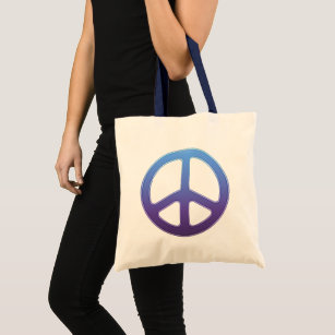 Blue Violet Peace Sign Tote Bag