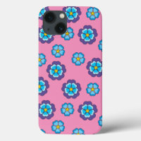 Blue Violet Pink Floral Pattern