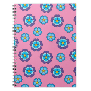 Blue Violet Pink Floral Pattern Notebook