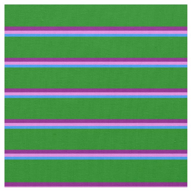 Blue, Violet, Purple & Green Stripes Fabric (Close Up)
