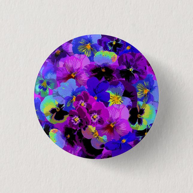 Blue Violet Purple Pansy Spring Flower   3 Cm Round Badge (Front)