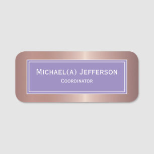 Blue Violet Rose Gold Metallic Pink Elegant Modern Name Tag