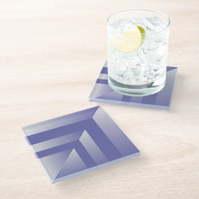 Blue violet shades glass coaster (Angled)