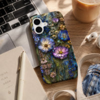Blue Violet Stained Glass Botanical Floral