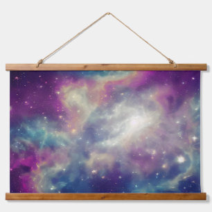 Blue Violet Teal Cosmic Nebula Milky Way Hanging Tapestry