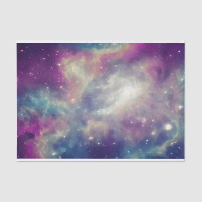 Blue Violet Teal Cosmic Nebula Milky Way Tissue Paper (Front)