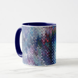 Blue Violet Teal White Marbling Abstraction Mug