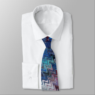 Blue Violet Teal White Marbling Abstraction Tie