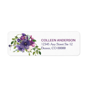 Blue Violet Wild Roses Return Address Return Address Label
