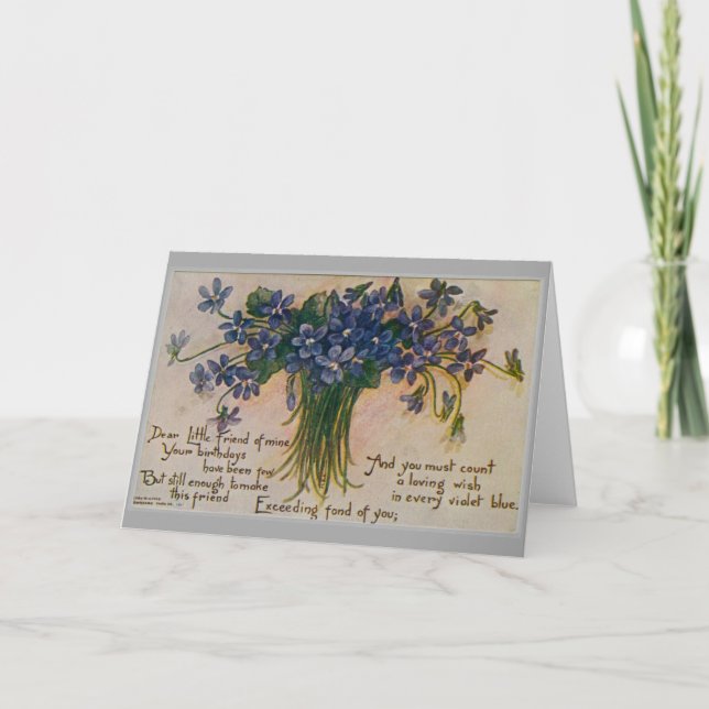 Blue Violets Fond Friend Card (Front)