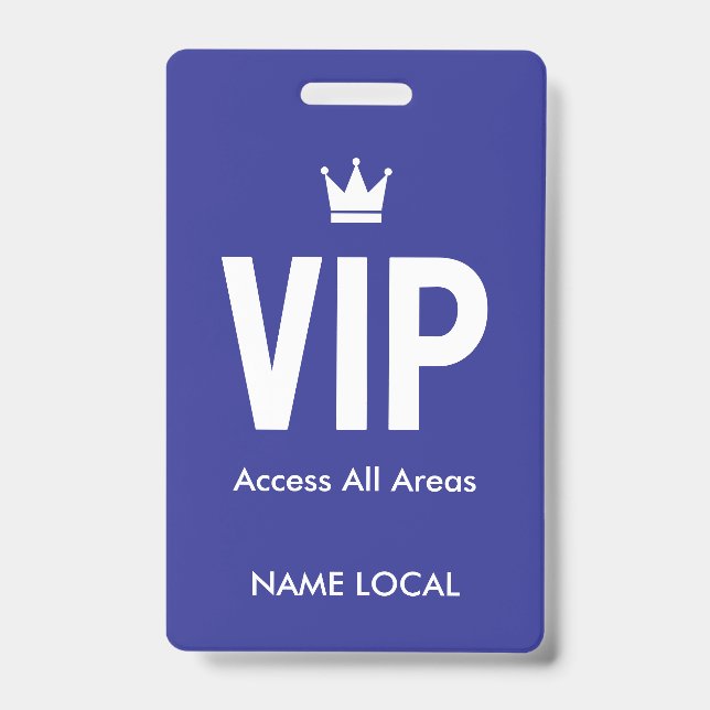 Blue VIP Access identification VIP lounges ID Badge (Front)