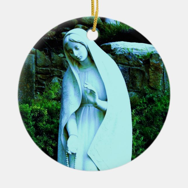 Blue Virgin Mary Statue Ornament (Front)