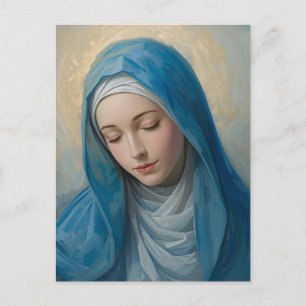 Blue VIrgin Mary Sympathy Folded Greeting Card