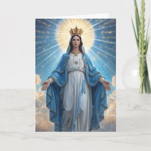 Blue VIrgin Mary Sympathy Folded Greeting Card