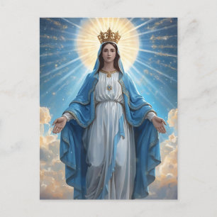 Blue VIrgin Mary Sympathy Folded Greeting Card