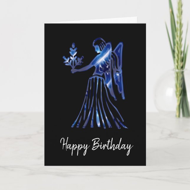Blue Virgo Sign Birthday Card (Front)