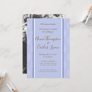 Blue Vodka Floral Photo Wedding Invitation