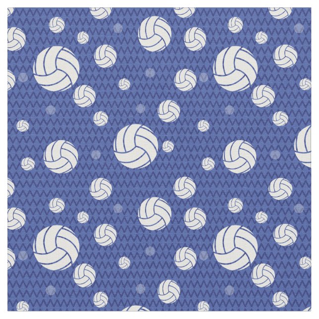 Blue Volleyball Chevron Patterned Fabric (Close Up)