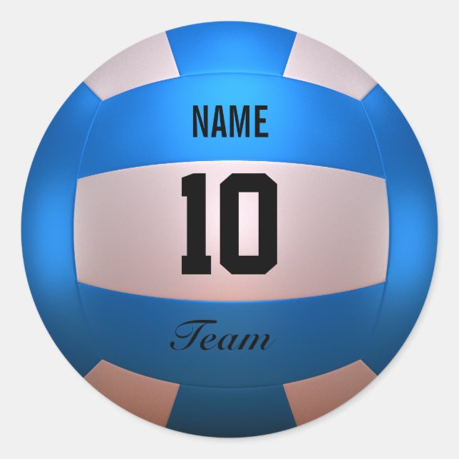 Blue Volleyball Classic Round Sticker (Front)