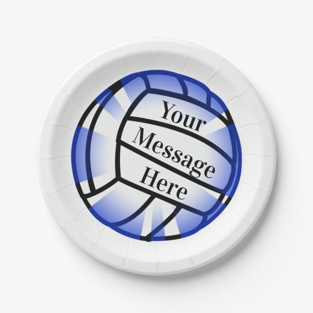 Blue Volleyball Custom Paper Party Plate (Front)