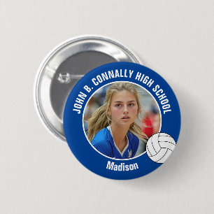 Blue Volleyball Player Photo High School Spirit 6 Cm Round Badge