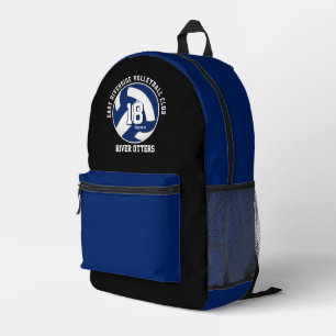 blue volleyball team colours sports team name printed backpack