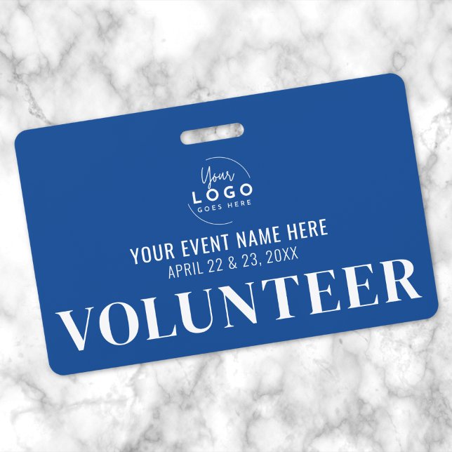 Blue Volunteer ID Badge (Blue Volunteer Badge)