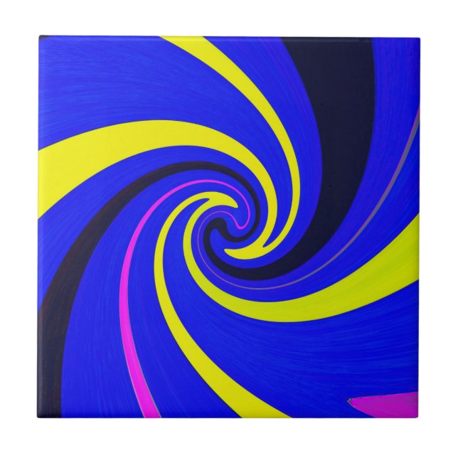 Blue vortex ceramic tile (Front)
