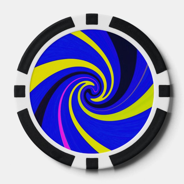 Blue vortex poker chips (Front)