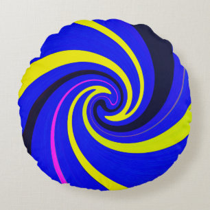 Blue vortex round cushion