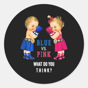 Blue Vs Pink Boxing Babies Gender Reveal S Classic Round Sticker