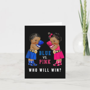 Blue Vs Pink Ethnic Boxing Babies Gender Reveal S Card