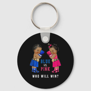Blue Vs Pink Ethnic Boxing Babies Gender Reveal S Key Ring