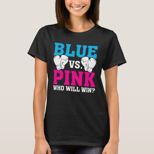 Blue Vs Pink Ethnic Boxing Babies Gender Reveal T-Shirt (Front)