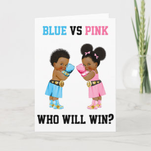 Blue Vs Pink Who Will Win Boxing Theme Gender Reve Card