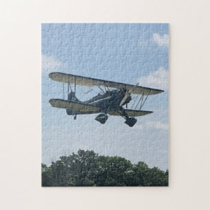 Blue Waco Aeroplane Photo Family Night Jigsaw Puzzle