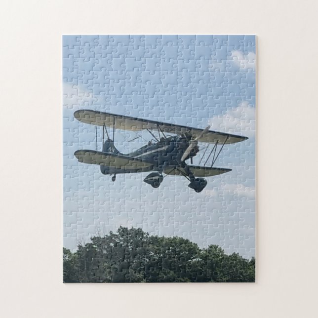 Blue Waco Aeroplane Photo Family Night Jigsaw Puzzle (Vertical)