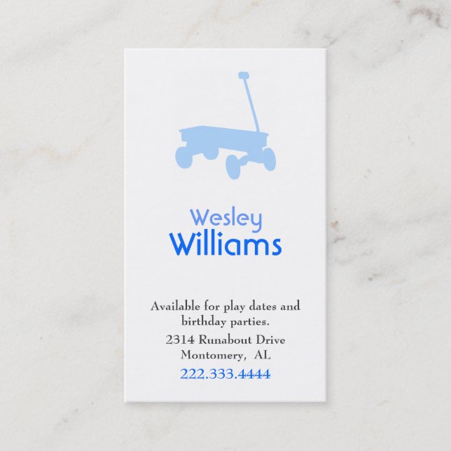 Blue Wagon Children Play Date Card (Front)