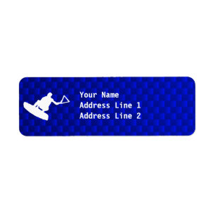 Blue Wakeboarder Return Address Label