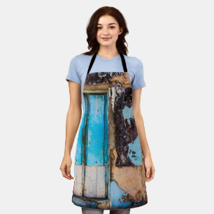 Blue wall and door apron