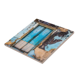 Blue wall and door ceramic tile